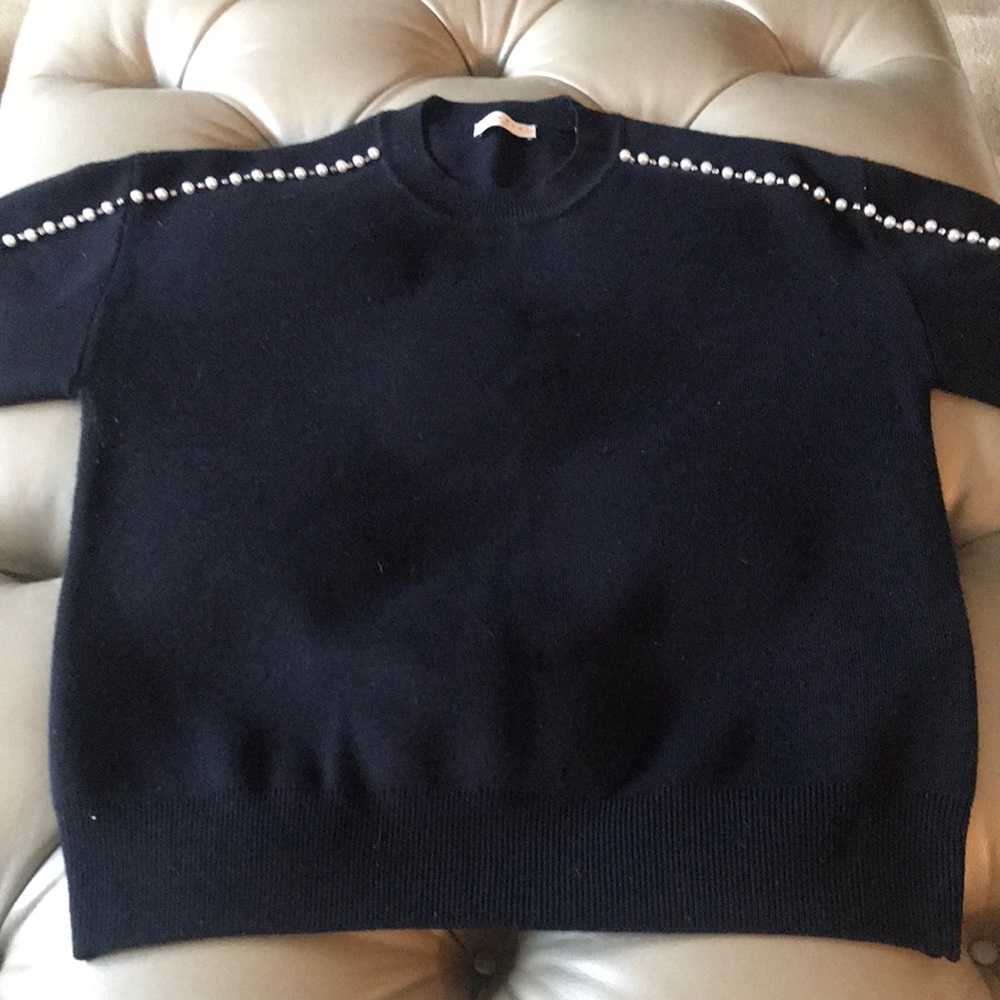 Sandro navy wool long sleeve sweater